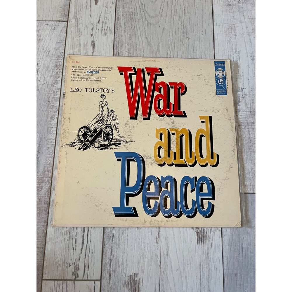 War & Peace Soundtrack Vinyl Record CL 930 Columbia 360 Sound LP Nonbreakable